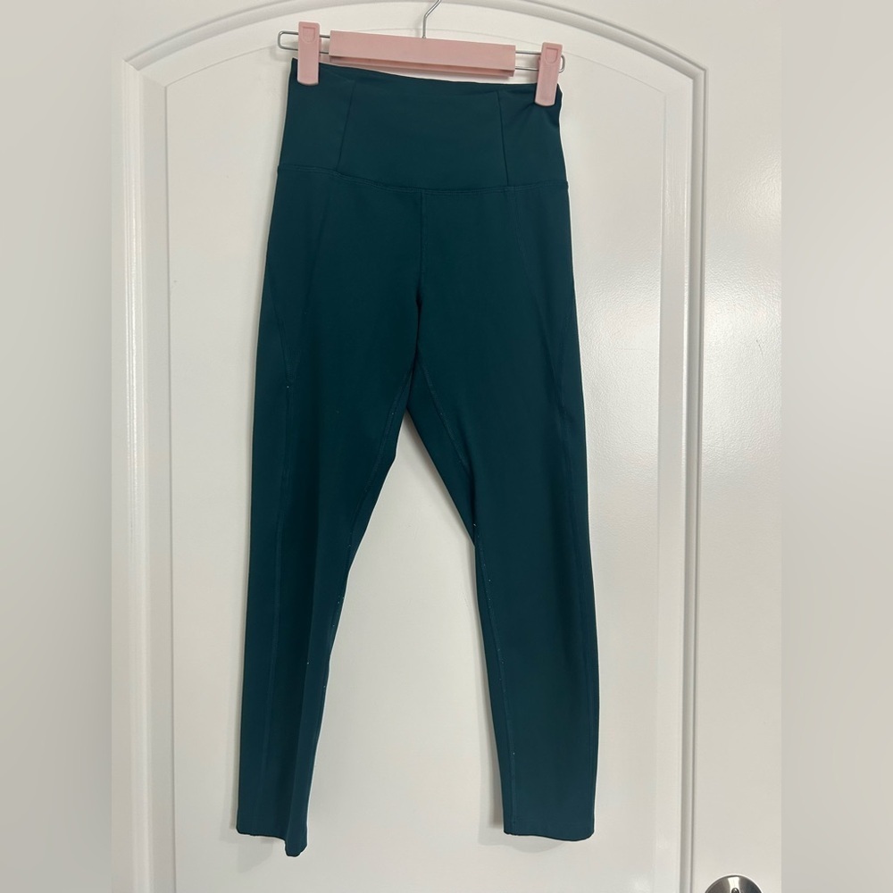 Girlfriend Collective Cropped Ribbed Aqua Teal Leggings size XS Activewear